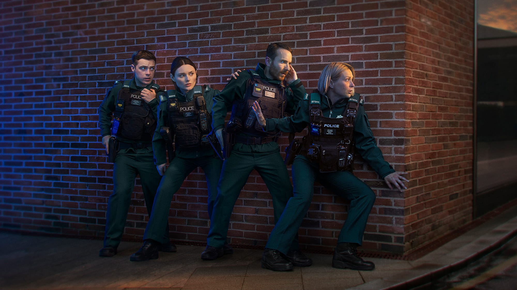 Nathan Braniff, Katherine Devlin, Martin McCann and Siân Brooke in 'Blue Lights' Season 4