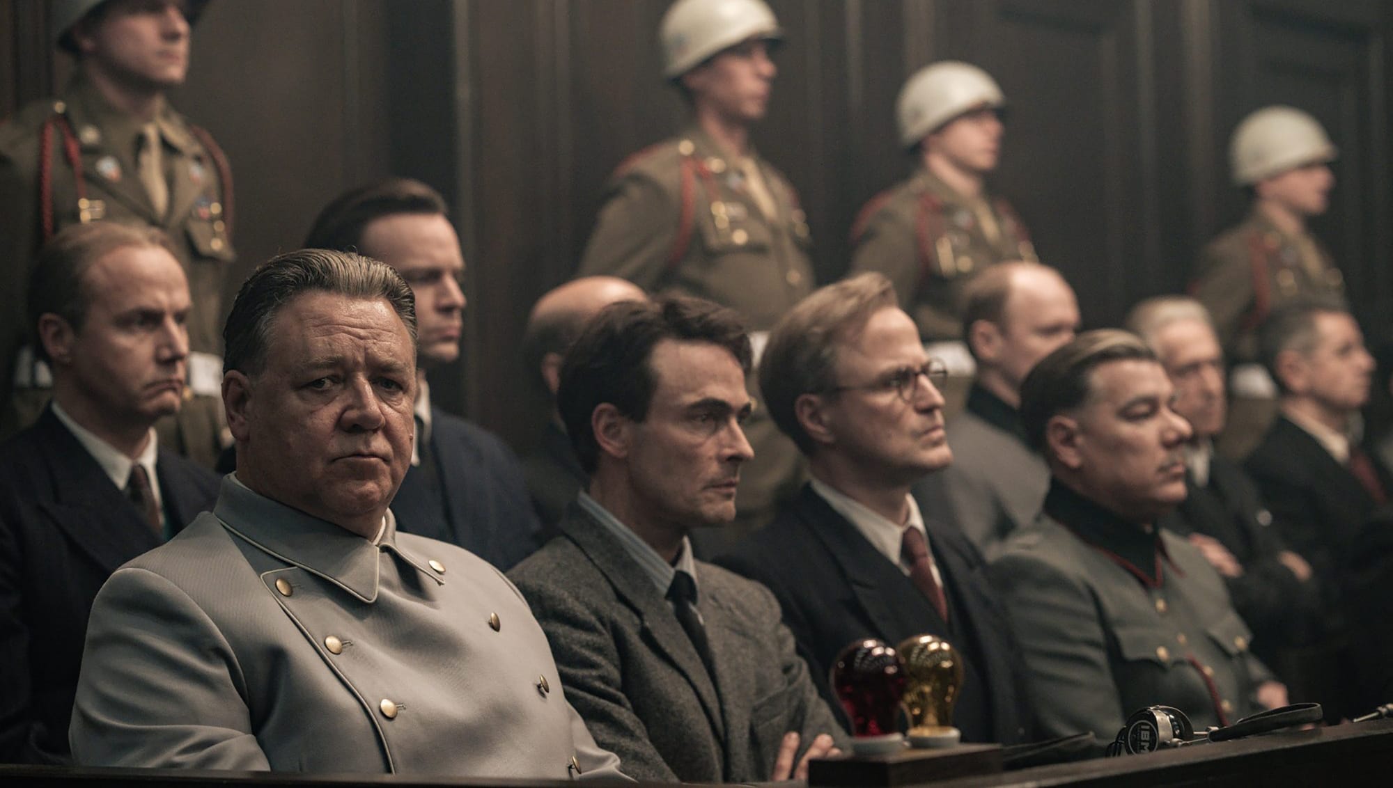 Russell Crowe as Goering in the defendant's box in 'Nuremberg' 