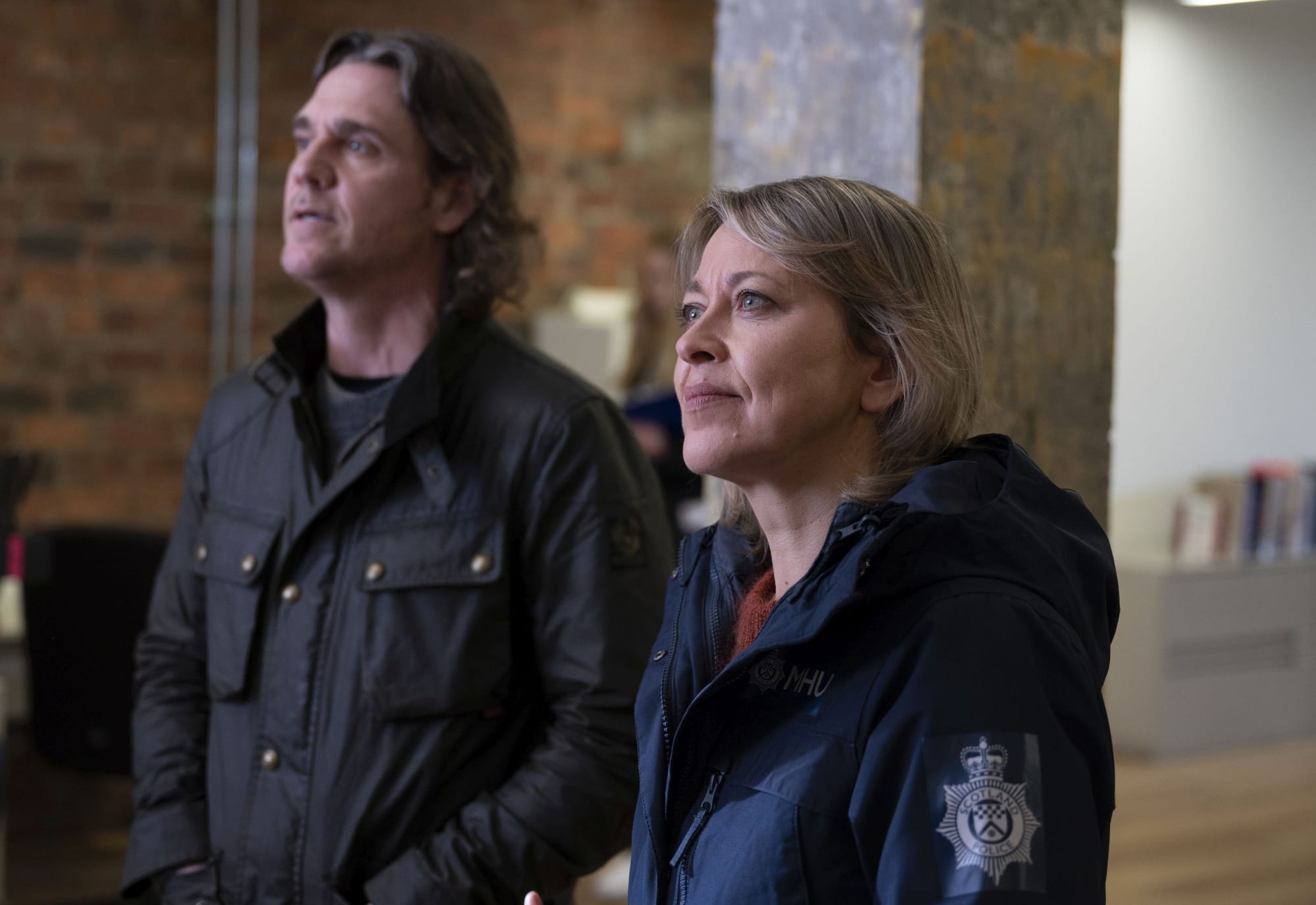 Jamie Sives as Michael and Nicola Walker as Annika in 'Annika'