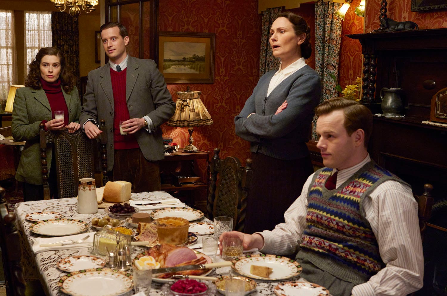 Skeldale House fights back.&nbsp;Helen Alderson (Rachel Shenton), James Herriott (Nicholas Ralph), Mrs. Hall (Anna Madeley), and Tristan Farnon (Callum Woodhouse) challenge Siegfried's criticism of the timing of their wedding.