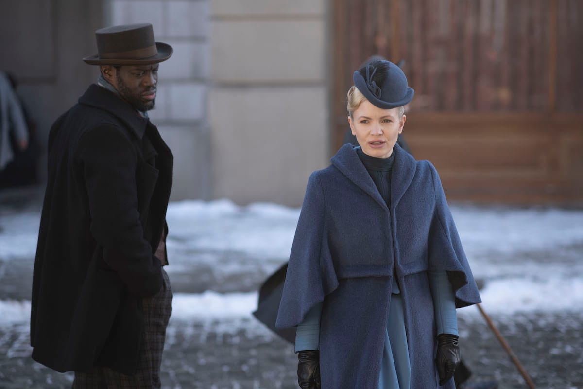 Kate Phillips and Ansu Kabia in Miss Scarlet and the Duke Season 3