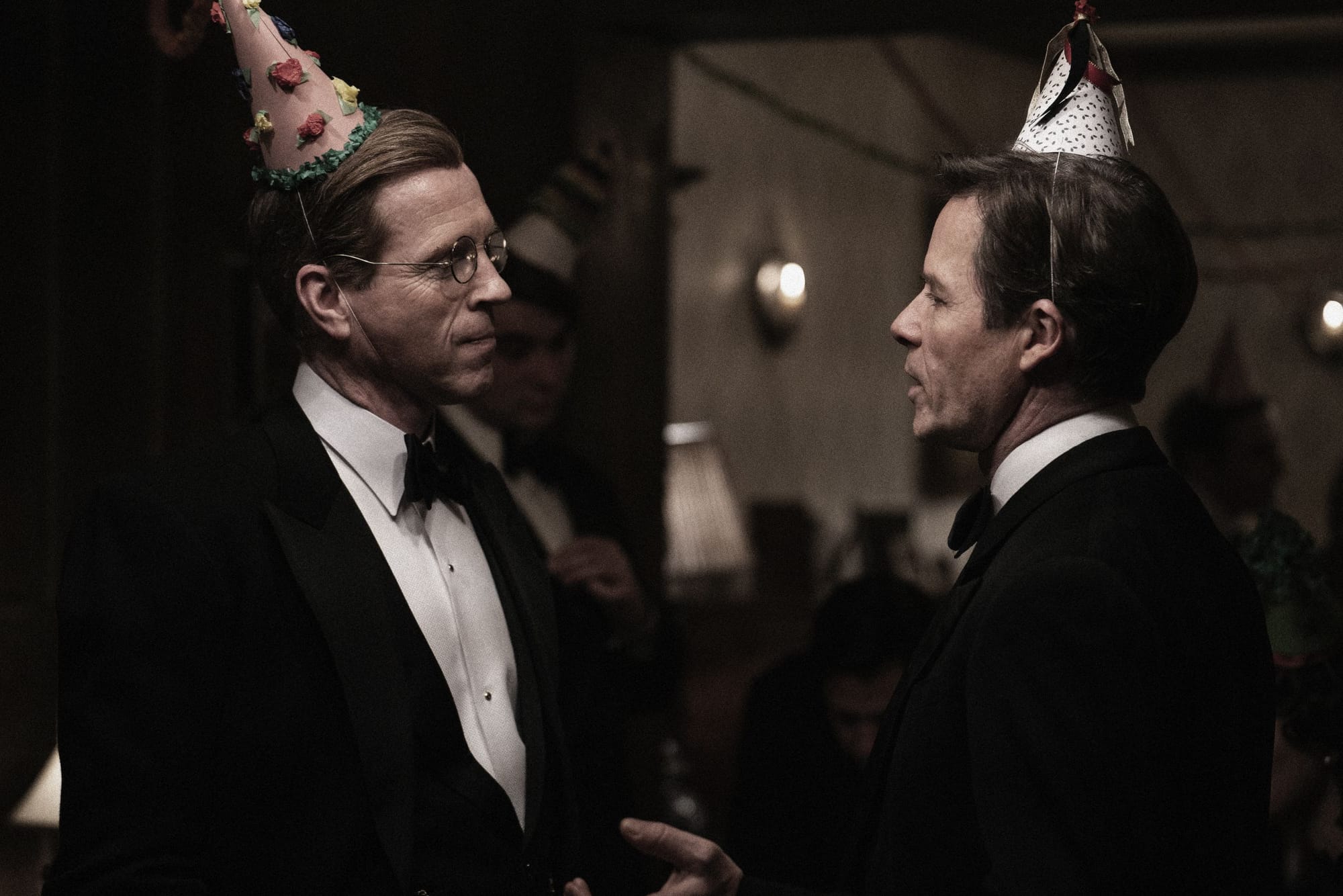 Damien Lewis as Nicholas Elliott; Guy Pearce as Kim Philby in 'A Spy Among Friends' Episode 1