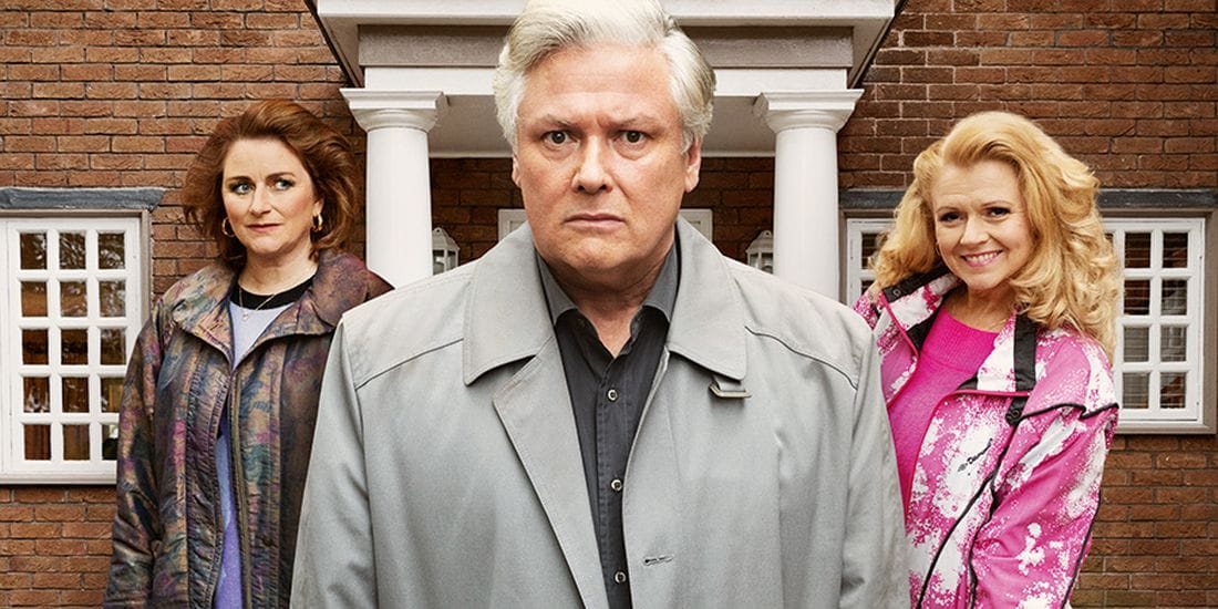 Rosie Cavaliero as Diane, Conleth Hill as Martin Parker, and Sian Gibson as Kath in 'Undoing Martin Parker'