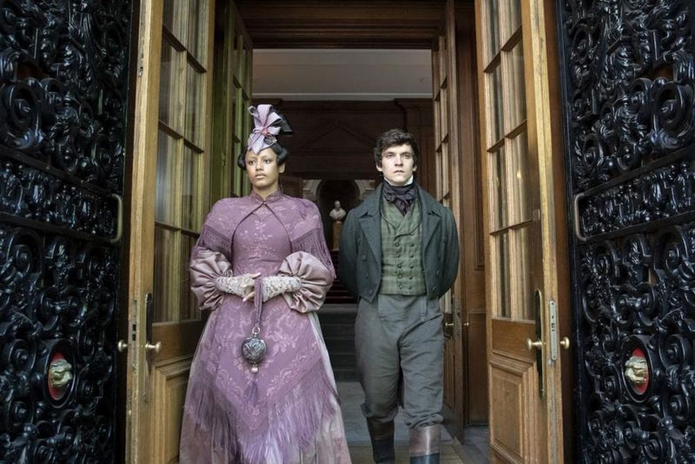 Shalom Brune-Franklin as Estella and Fionn Whitehead as Pip in 'Great Expectations' Episode 4