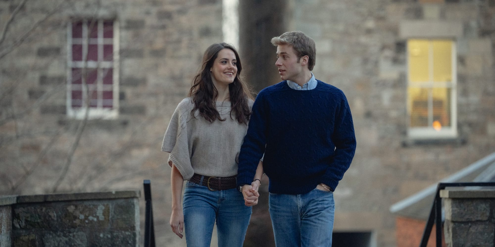 Meg Bellamy as Kate Middleton and Ed McVey as Prince William in 'The Crown' Season 6&nbsp;