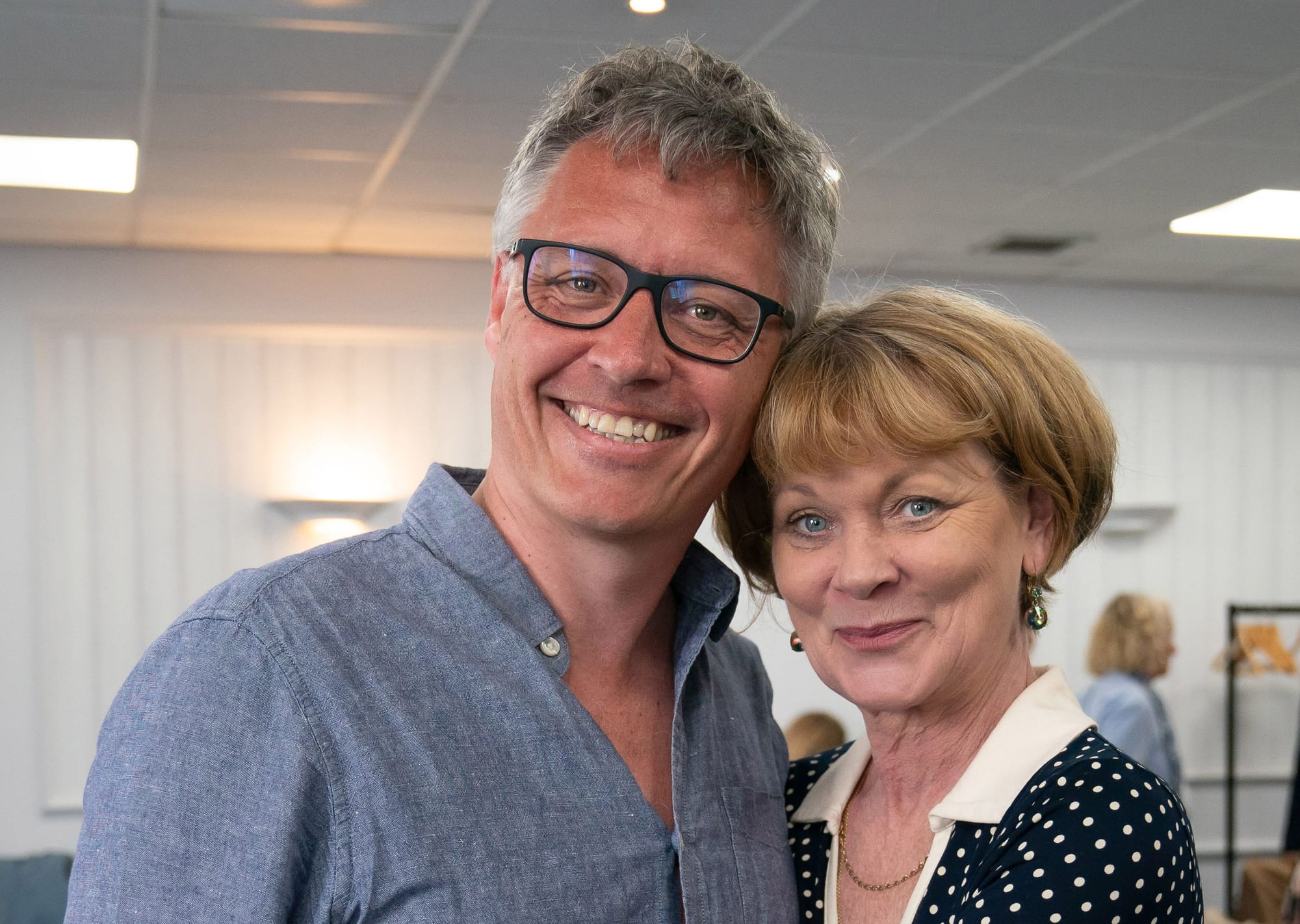 Writer Robert Thorogood and star Samantha Bond at the readthrough for&nbsp;The Marlow Murder Club.