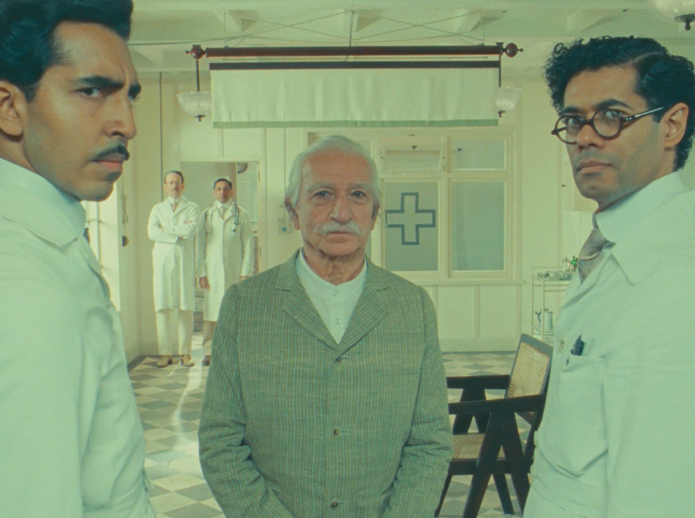 Dev Patel as Dr. Chatterjee, Sir Ben Kingsley as Imdad Khan and Richard Ayoade as Dr. Marshall in Roald Dahl's The Wonderful Story of Henry Sugar