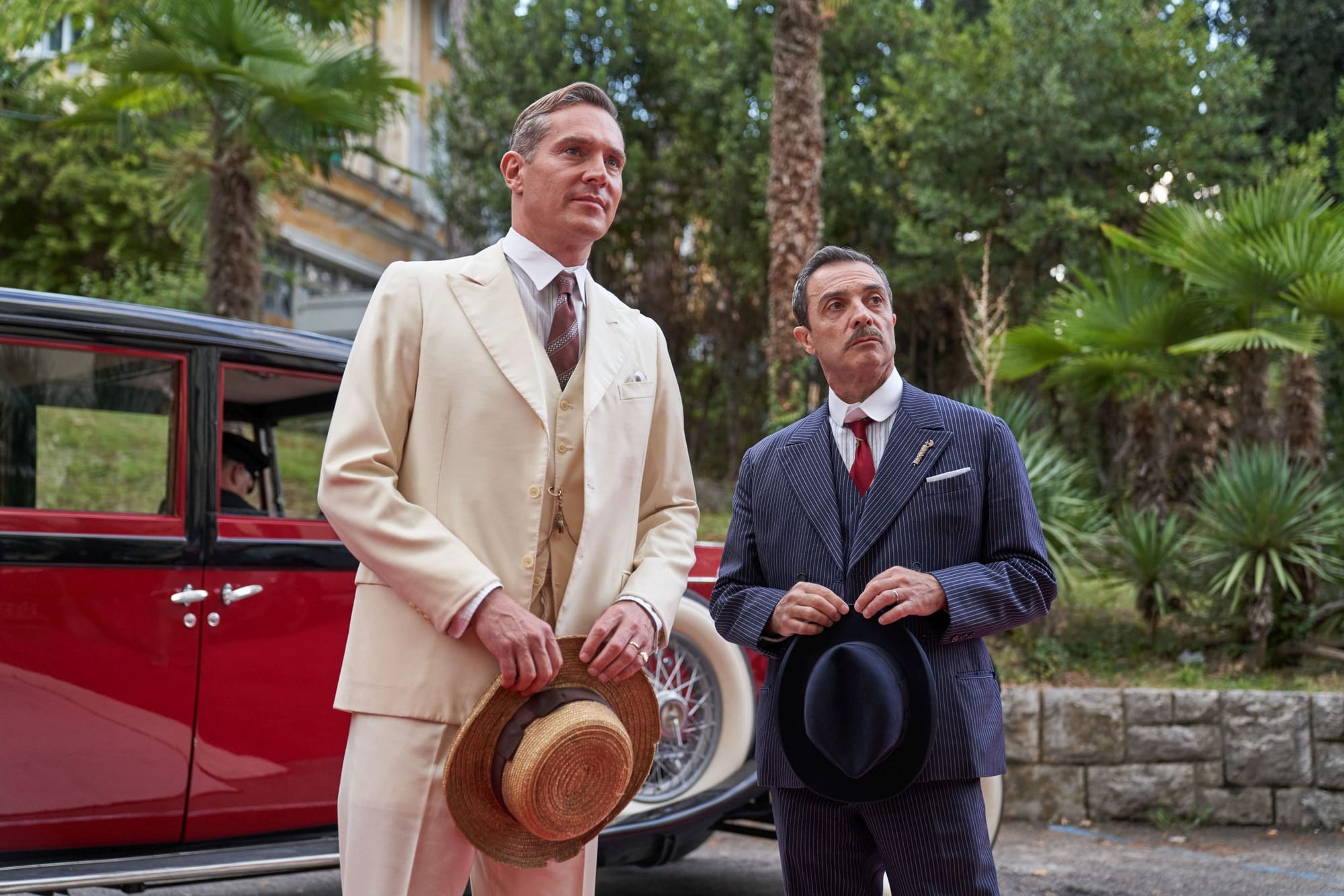 Mark Umbers as Cecil Ainsworth and&nbsp;Pasquale Esposito as Vincenzo Danioni in 'Hotel Portofino' Season 2