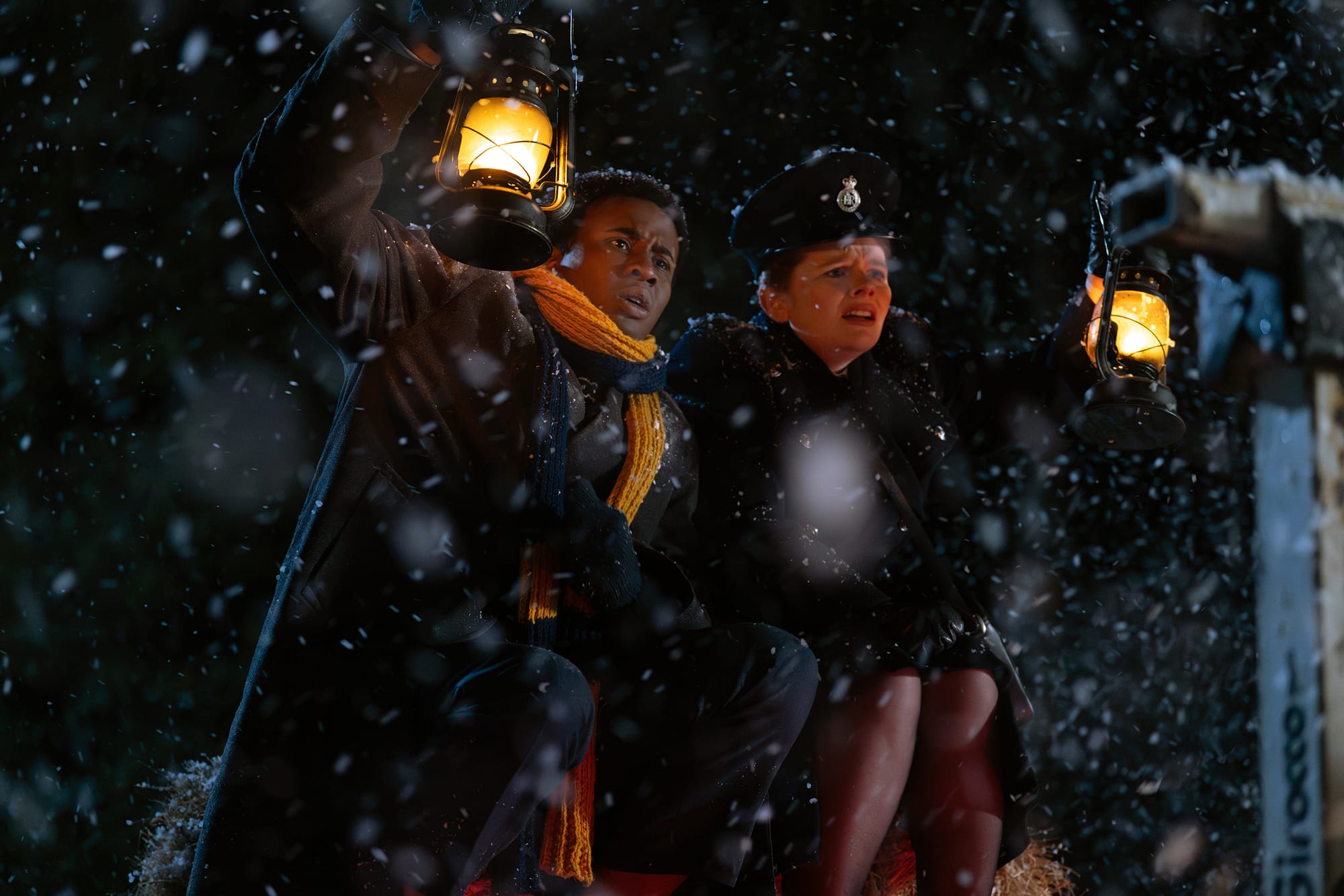 Jerry Iwu as DS Felix Livingstone and Ami Metcalf as WPC Peggy Button in 'Sister Boniface Mysteries' Season 3 Christmas Special