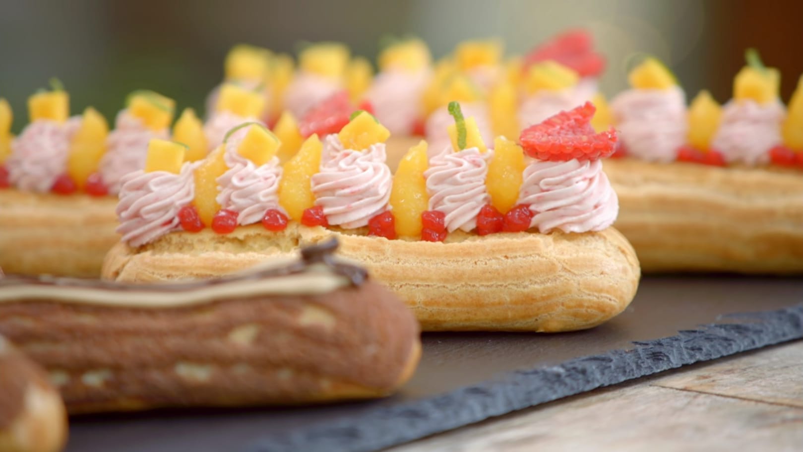 Josh's Tropical and Mocha Éclairs Signature from 'The Great British Baking Show' Season 14's Grand Final