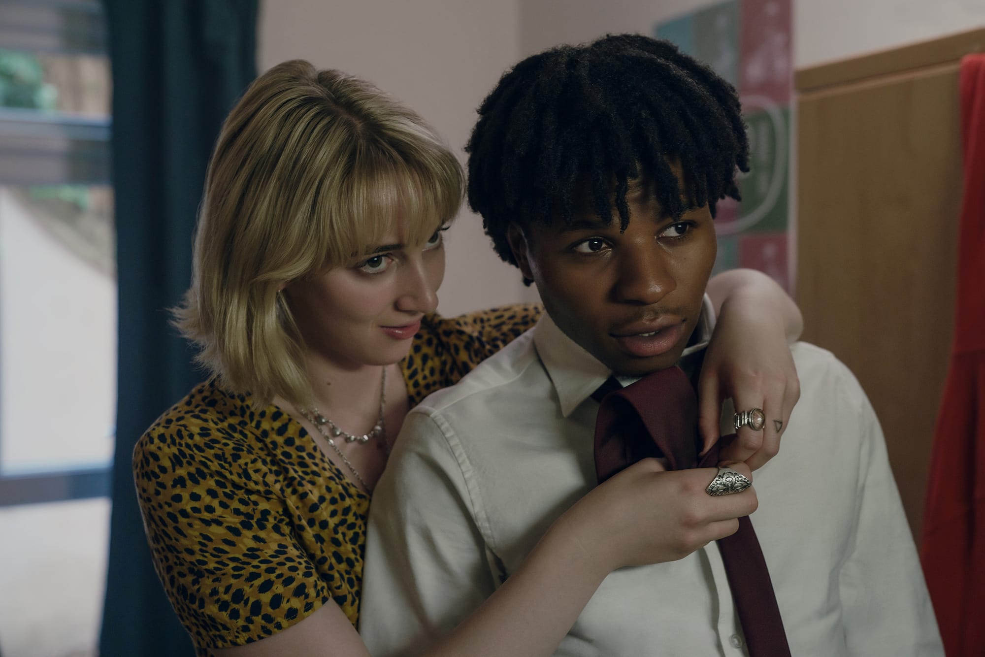 Maisie Ayres as Lisa and Rasaq Kukoyi as Patrick Burrowes in 'Criminal Record' Season 1