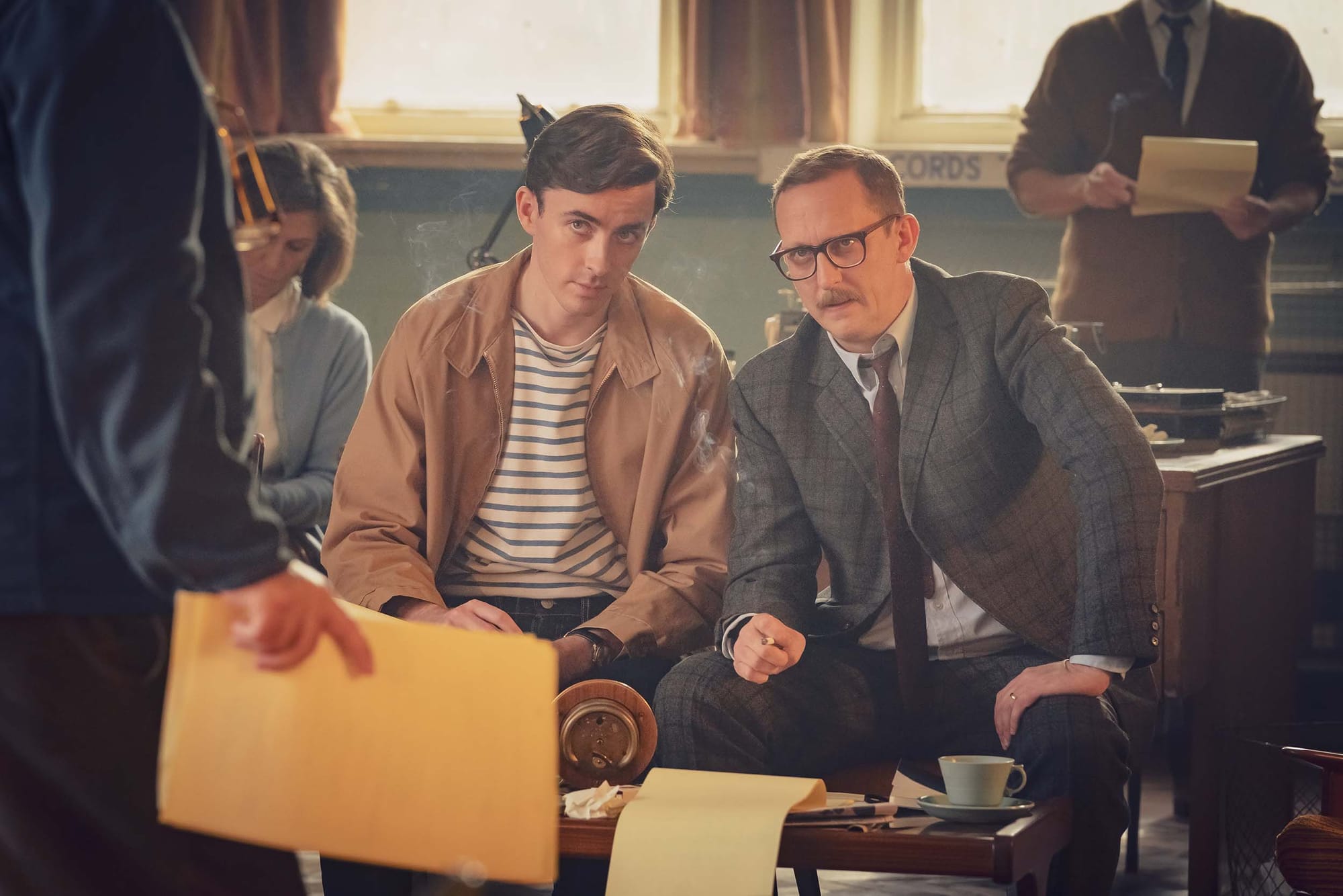 Matthew Beard as Bill Gardiner and Leo Bill as Tony Holmes are both Team Sophie in 'Funny Woman' Season 1