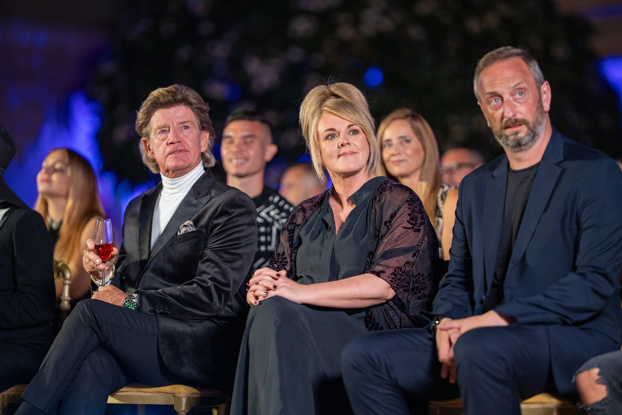 Robin Askwith as Jeremy Lloyd James, Sally Lindsay as Jean White and Steve Edge as Dom Hayes in The Madame Blanc Mysteries Season 3