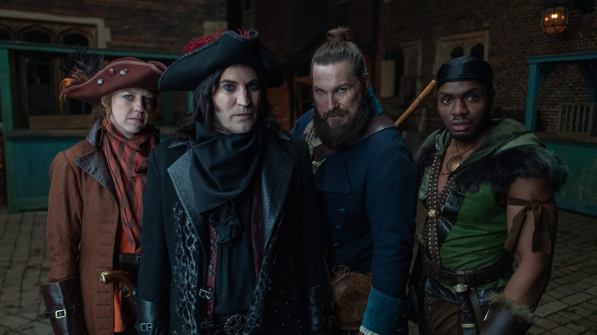 Dick Turpin (Noel Fielding) and his gang of outlaws in The Completely Made-Up Adventures of Dick Turpin