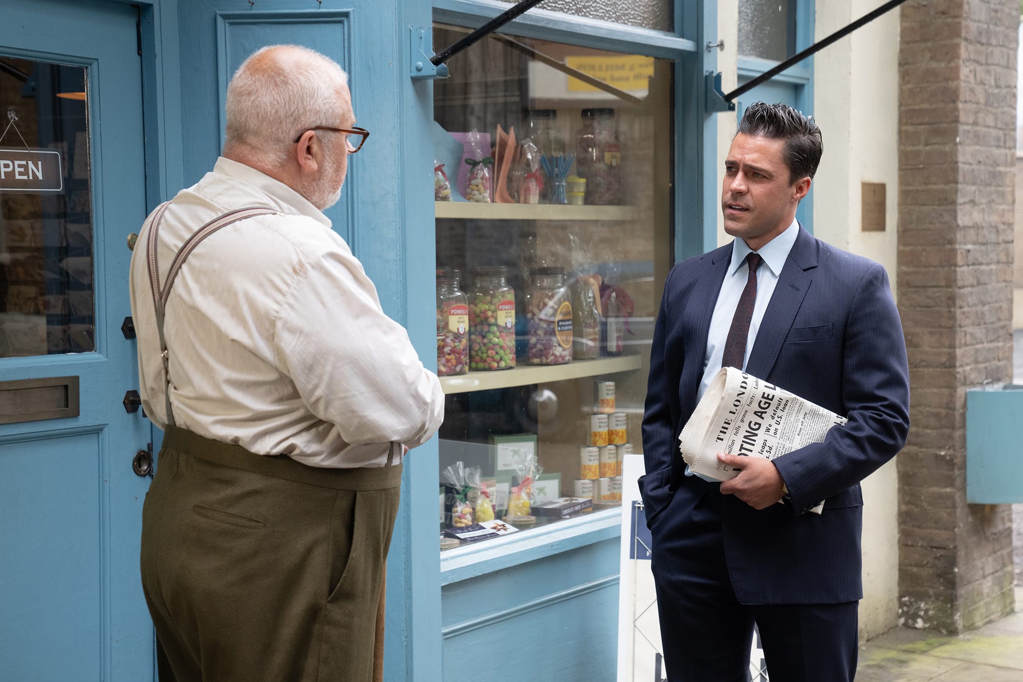Cliff Parisi as Fred Buckle and Olly Rix as Matthew Aylward in 'Call the Midwife' Season 13