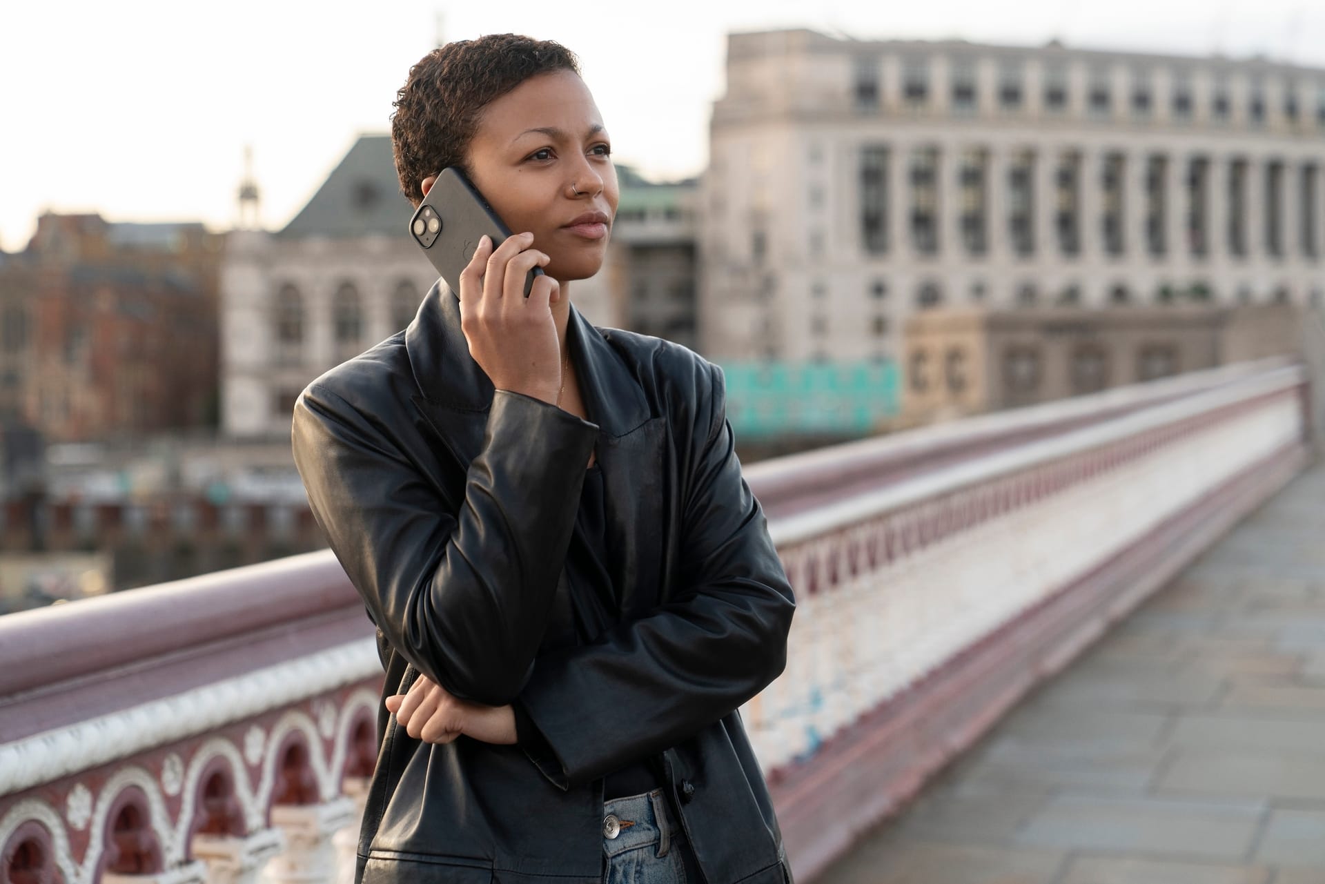 Myha'la as Harper on the phone in 'Industry' Season 3