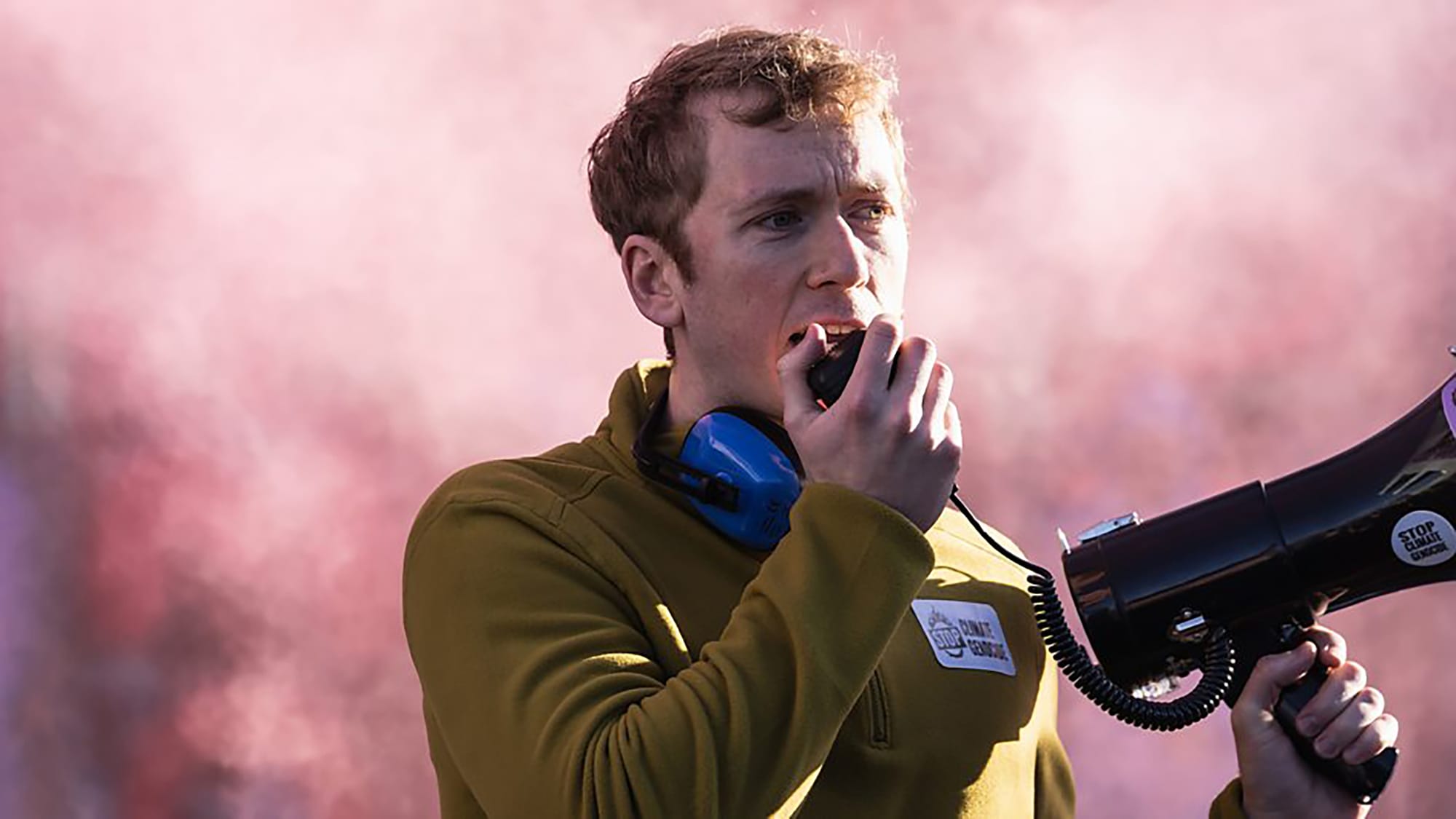 Barney Fishwick as climate activist Marcus Calderwood in 'Showtrial' Season 2