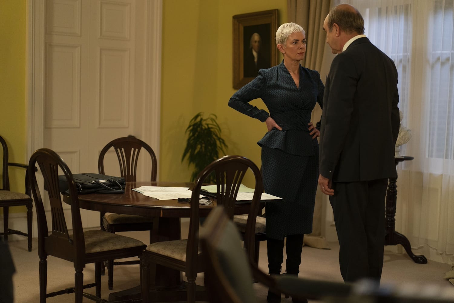 Anna Marshall (Victoria Hamilton) and Archie Glover-Morgan (David Craig) in agreement for once.