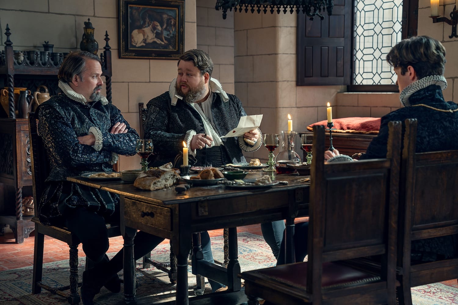  Antoine de Bourbon (Nick Burns), Louis de Bourbon (Danny Kirrane) and Henri de Navarre (Angus Imrie).