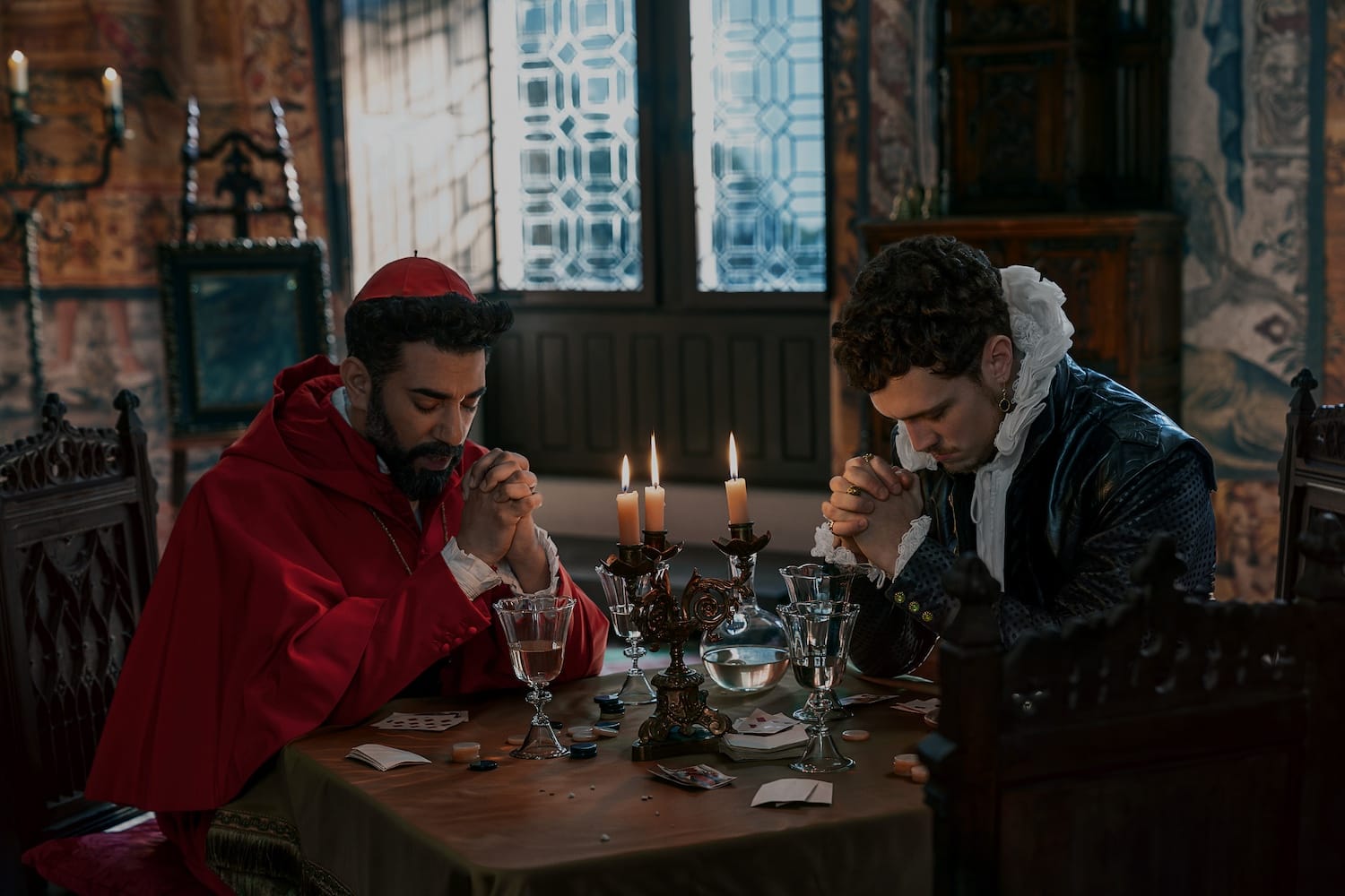 Cardinal Charles de Guise (Ray Panthaki) and Anjou (Stanley Morgan).