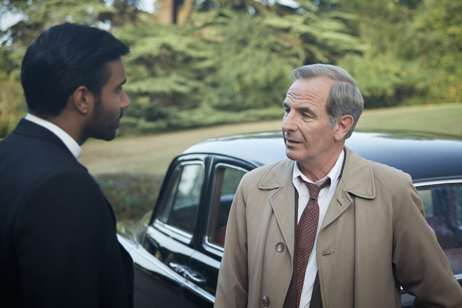 Rishi Nair and Robson Green in "Grantchester" Season 9