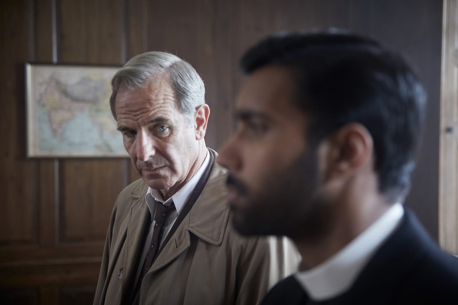 Rishi Nair and Robson Green in "Grantchester" Season 9