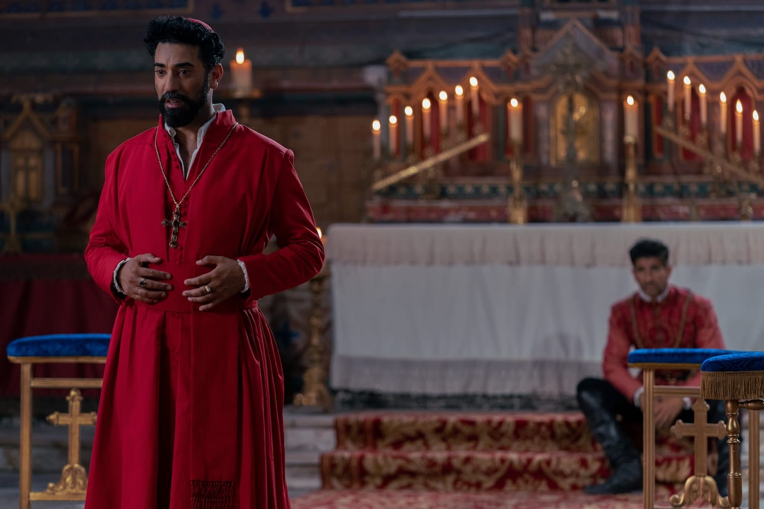 Cardinal Charles de Guise (Ray Panthaki) and his brother Francois (Raza Jaffrey) .