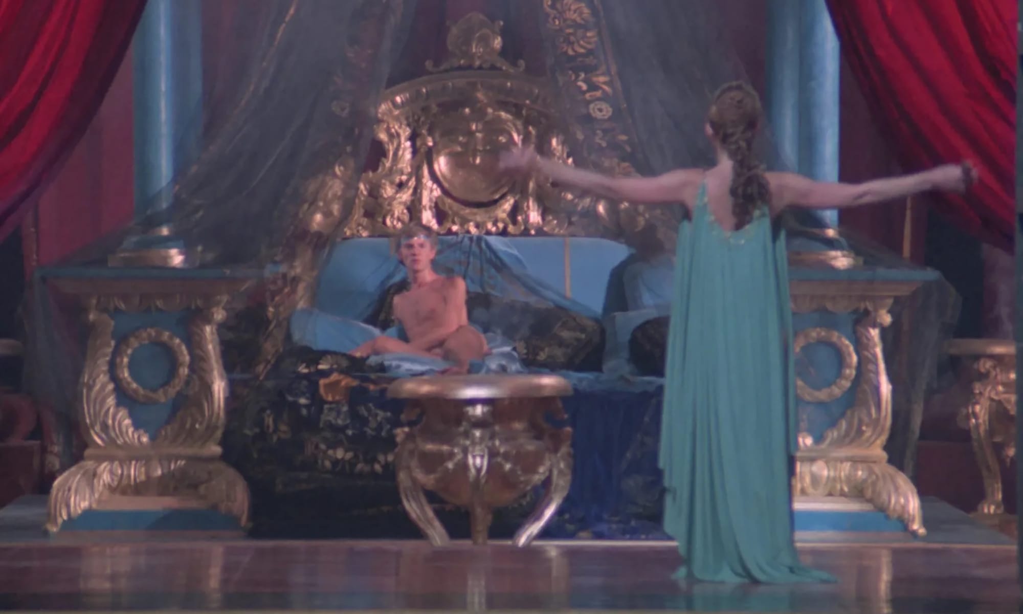 Malcolm McDowell as Caligula, Teresa Ann Savoy&nbsp;as Drusilla in 'Caligula: The Ultimate Cut'