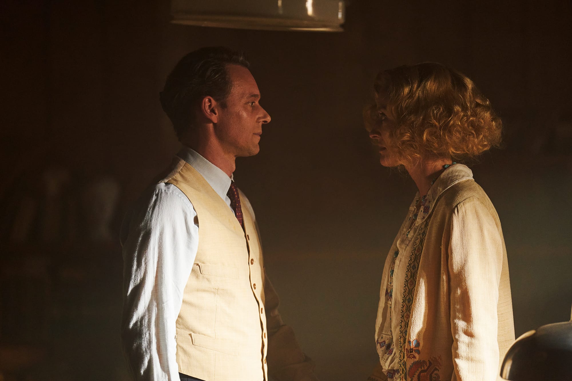 Natascha McElhone as Bella and Giorgio Marchesi as Marco in 'Hotel Portofino' Season 3