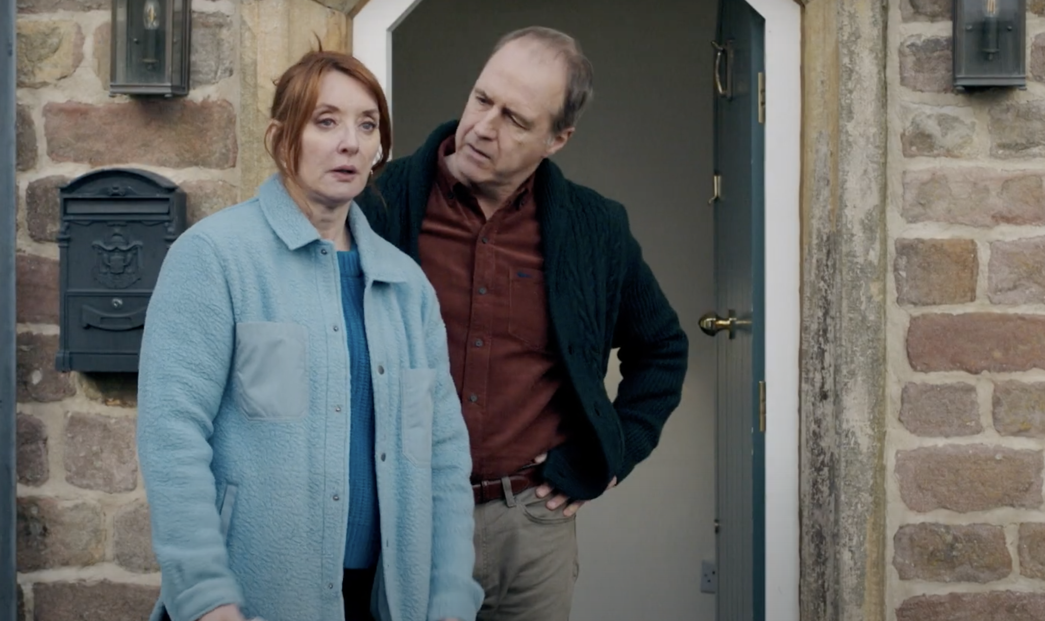 Jean Dixon (Elizabeth Berrington) and over-attentive partner Ross Enderby (Kevin Doyle).