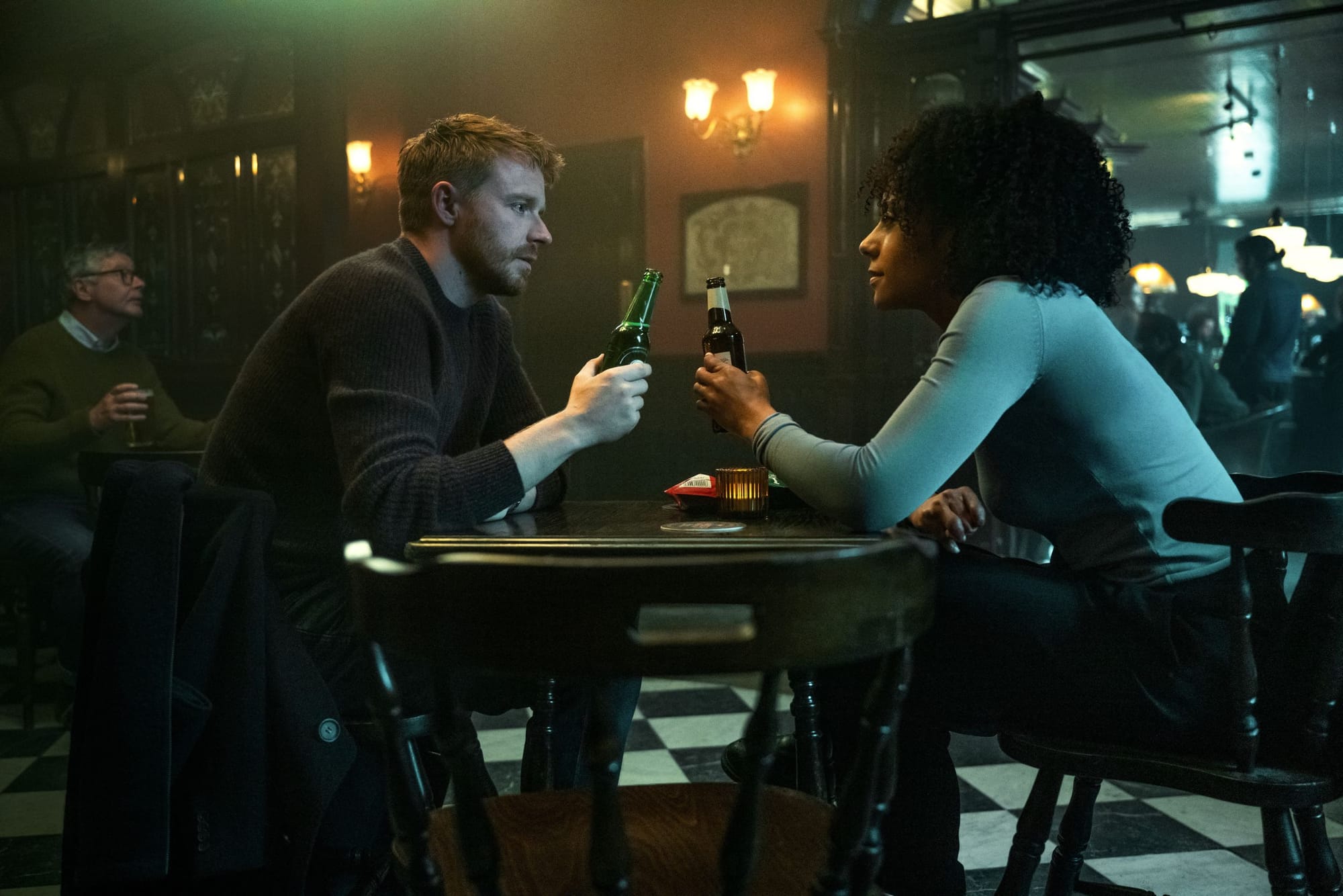 Jack Lowden as River Cartwright and Rosalind Eleazar as Louisa Guy in 'Slow Horses' Season 4