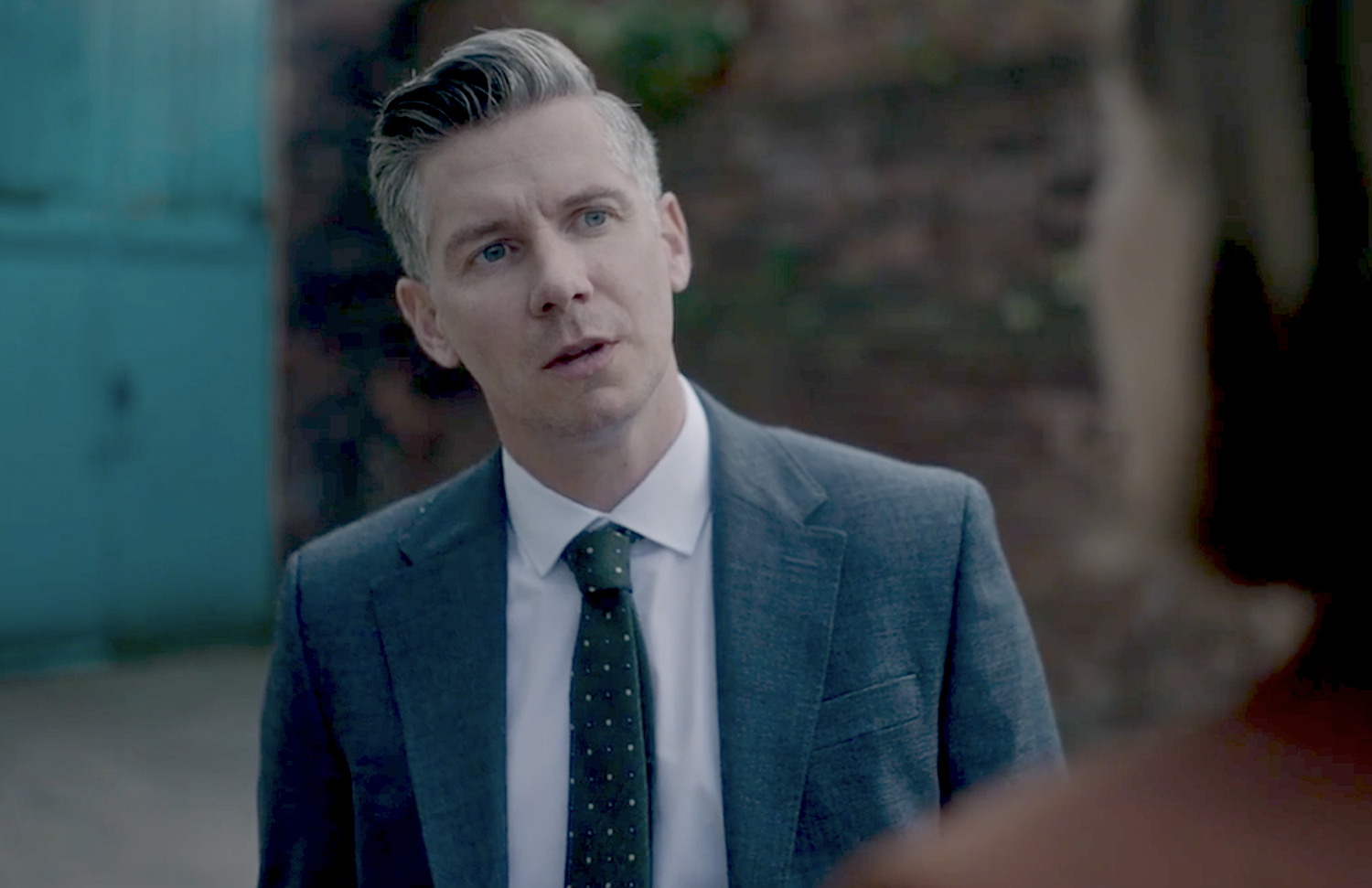 DCI Tim Baillie (Karl Davie) confronts DS Sarah Collins (Gemma Whelan).&nbsp;