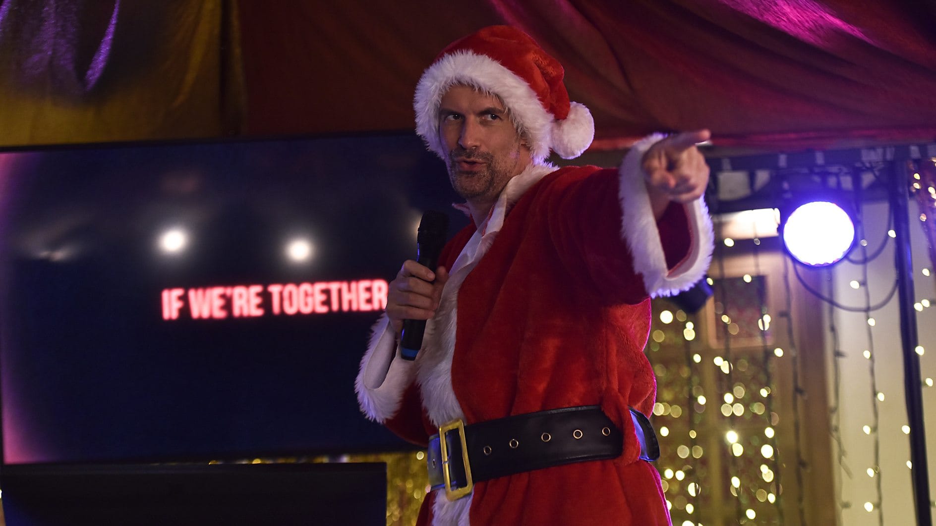 Marcus Brigstocke is one of many Santa-attired guest stars for 'Death in Paradise's 2024 Christmas Special