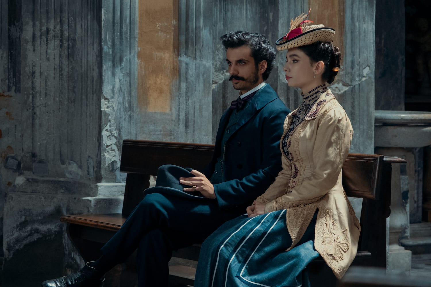 Matilda De Angelis and Gianmarco Saurino in "The Law According to Lidia Poet" Season 2