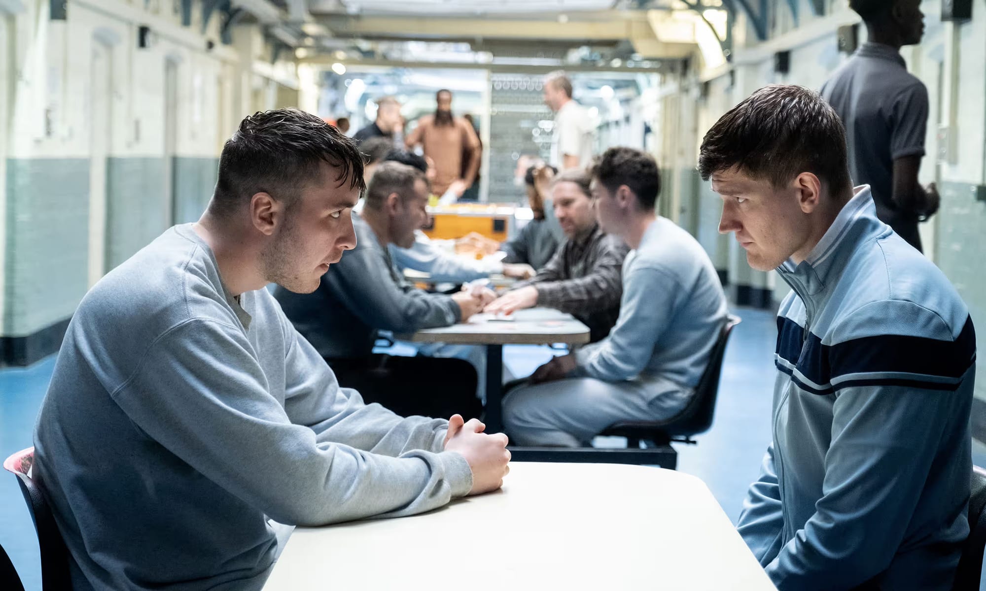 Oliver Huntingdon as Ryan Bottomley and Adam Hugill as Scott Rowley in 'Sherwood' Season 2