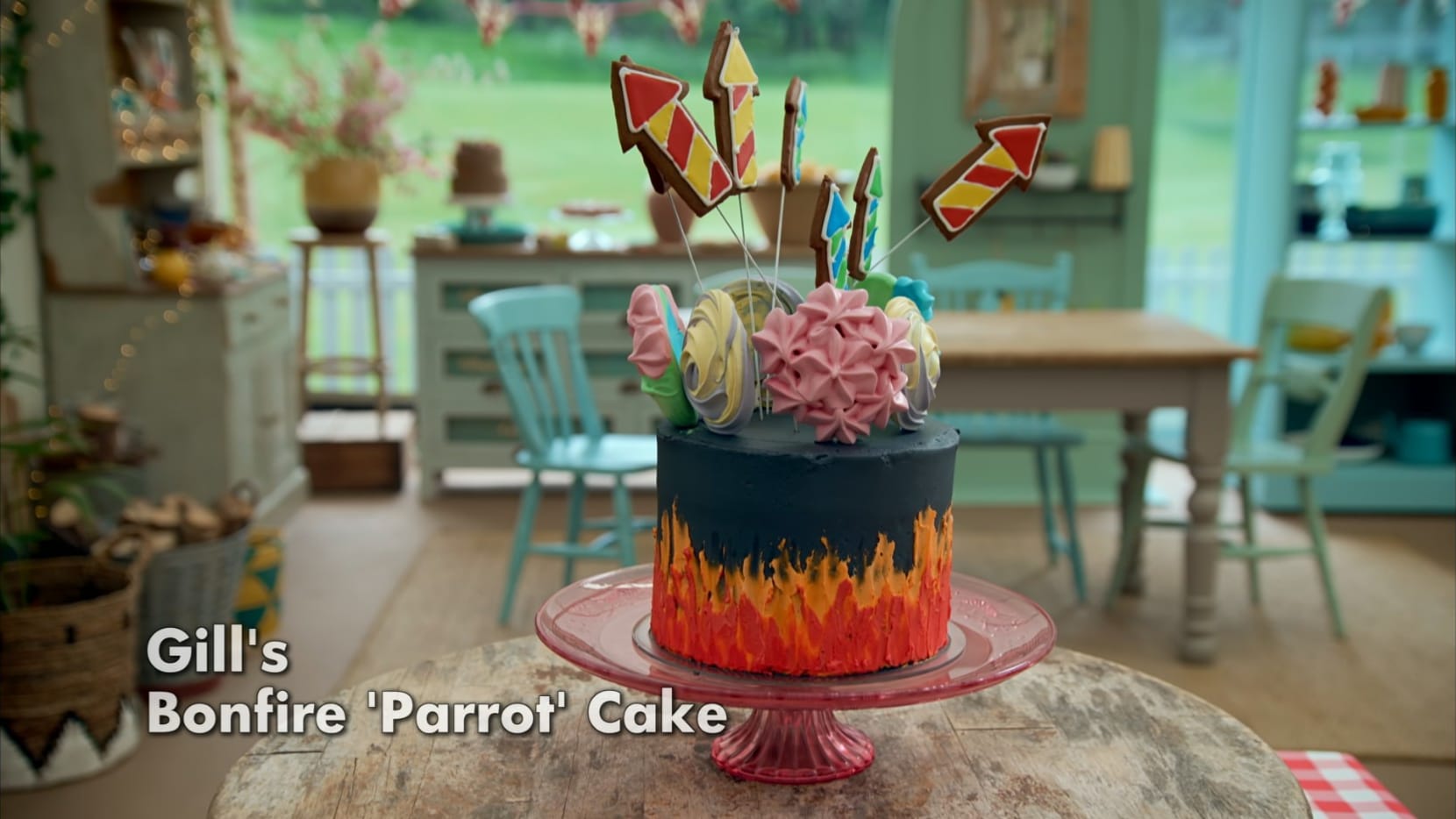 Gill’s ‘Bonfire Parrot Cake’ Showstopper from 'The Great British Baking Show's Season 15 Autumn Week