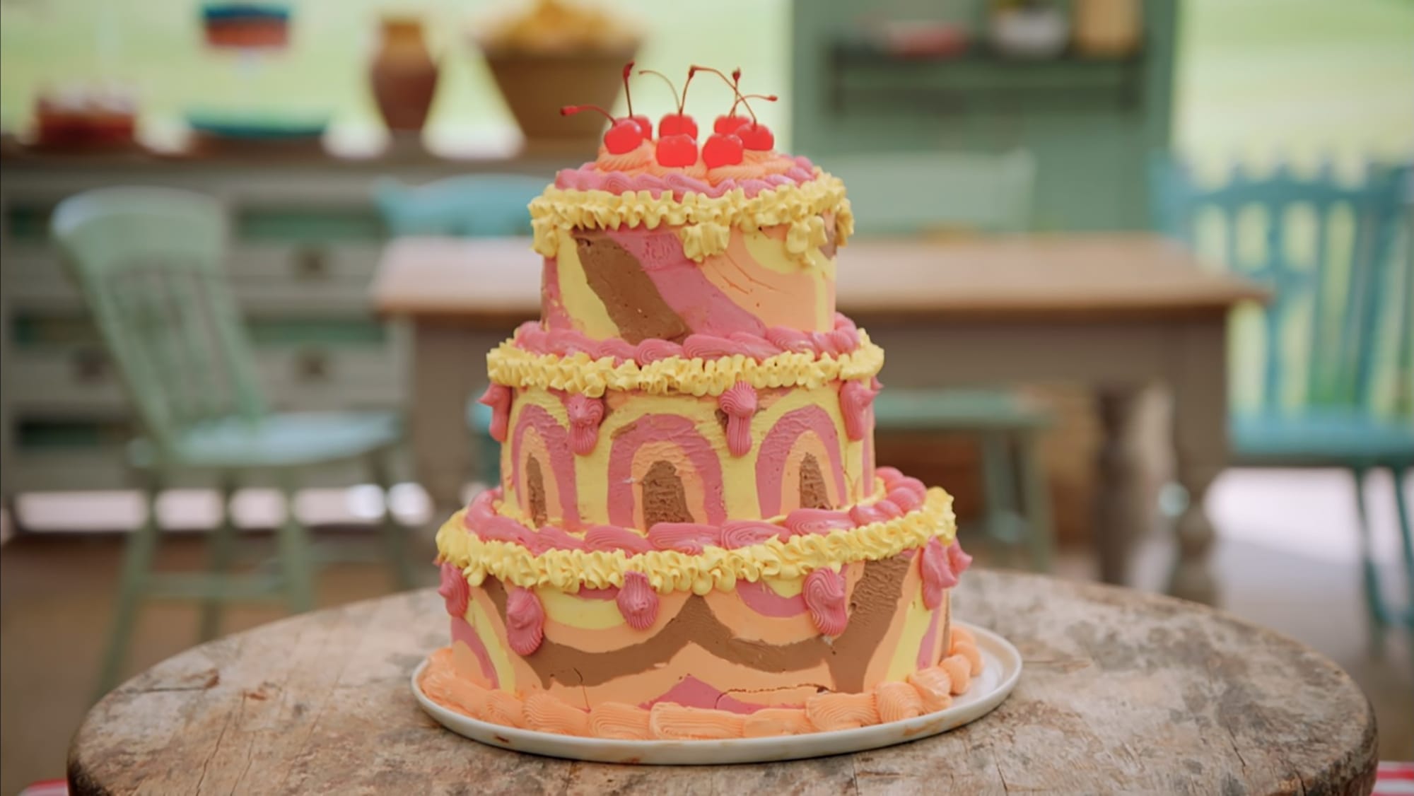 Christiaan’s Lemon, Hazelnut &amp; Avocadaat Gâteau Showstopper from 'The Great British Baking Show's Season 15 1970s Week