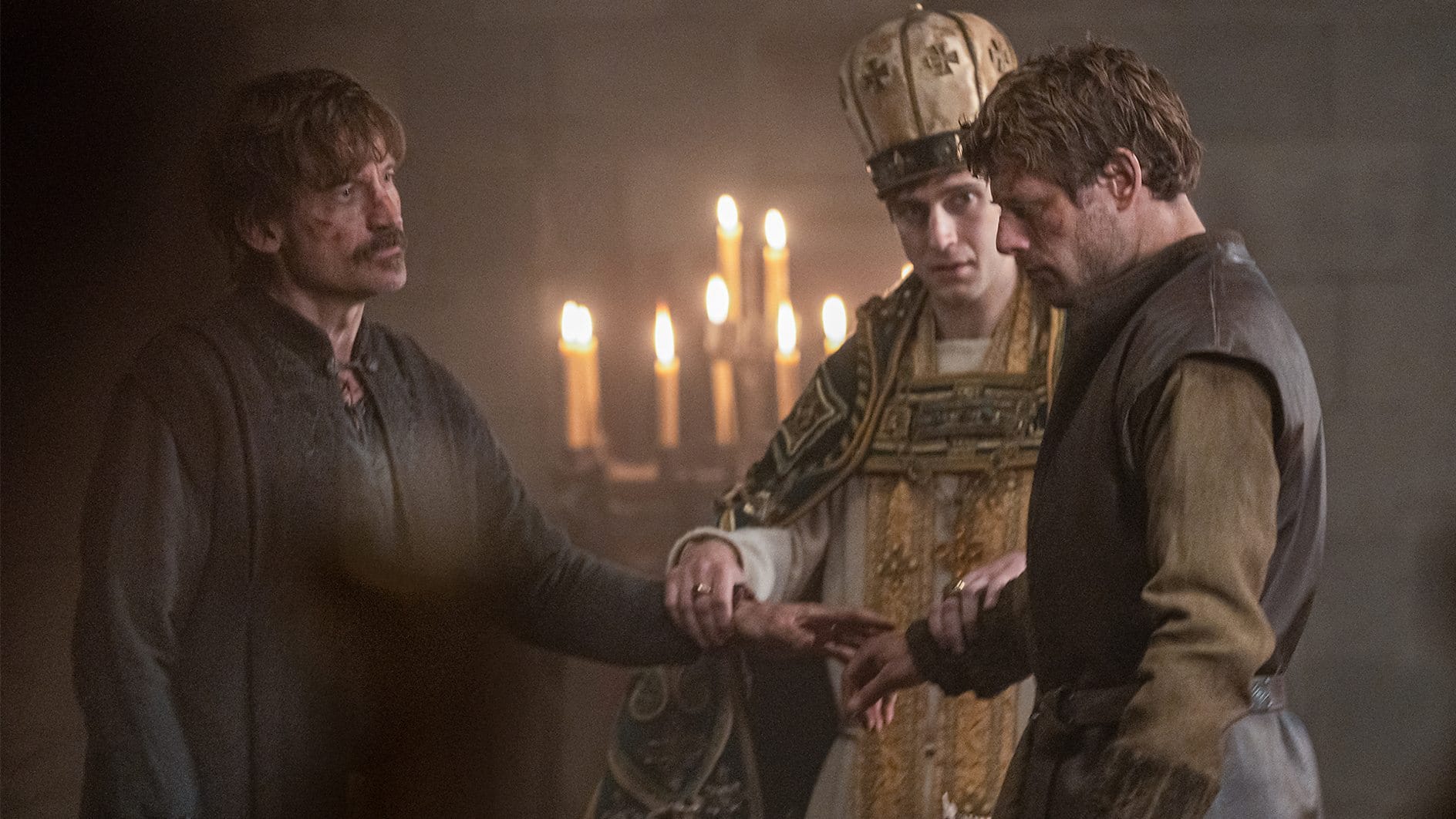 Nikolaj Coster-Waldau and James Norton as William of Normandy and Harold Godwinson in "King &amp; Conqueror"