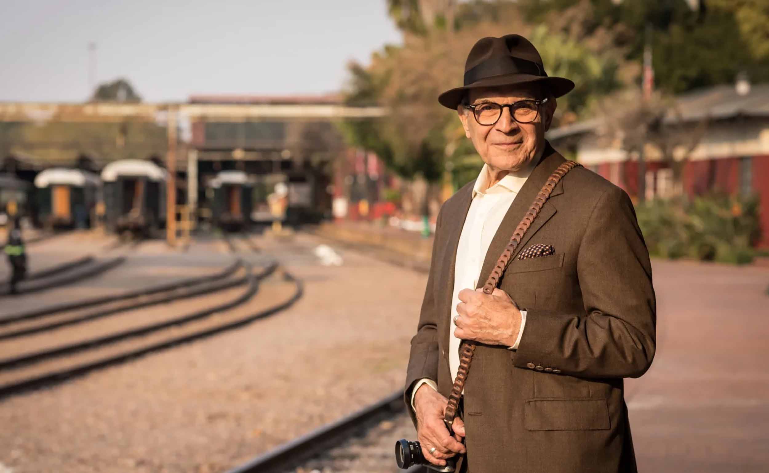 David Suchet getting on a train in 'Travels with Agatha Christie &amp; David Suchet'