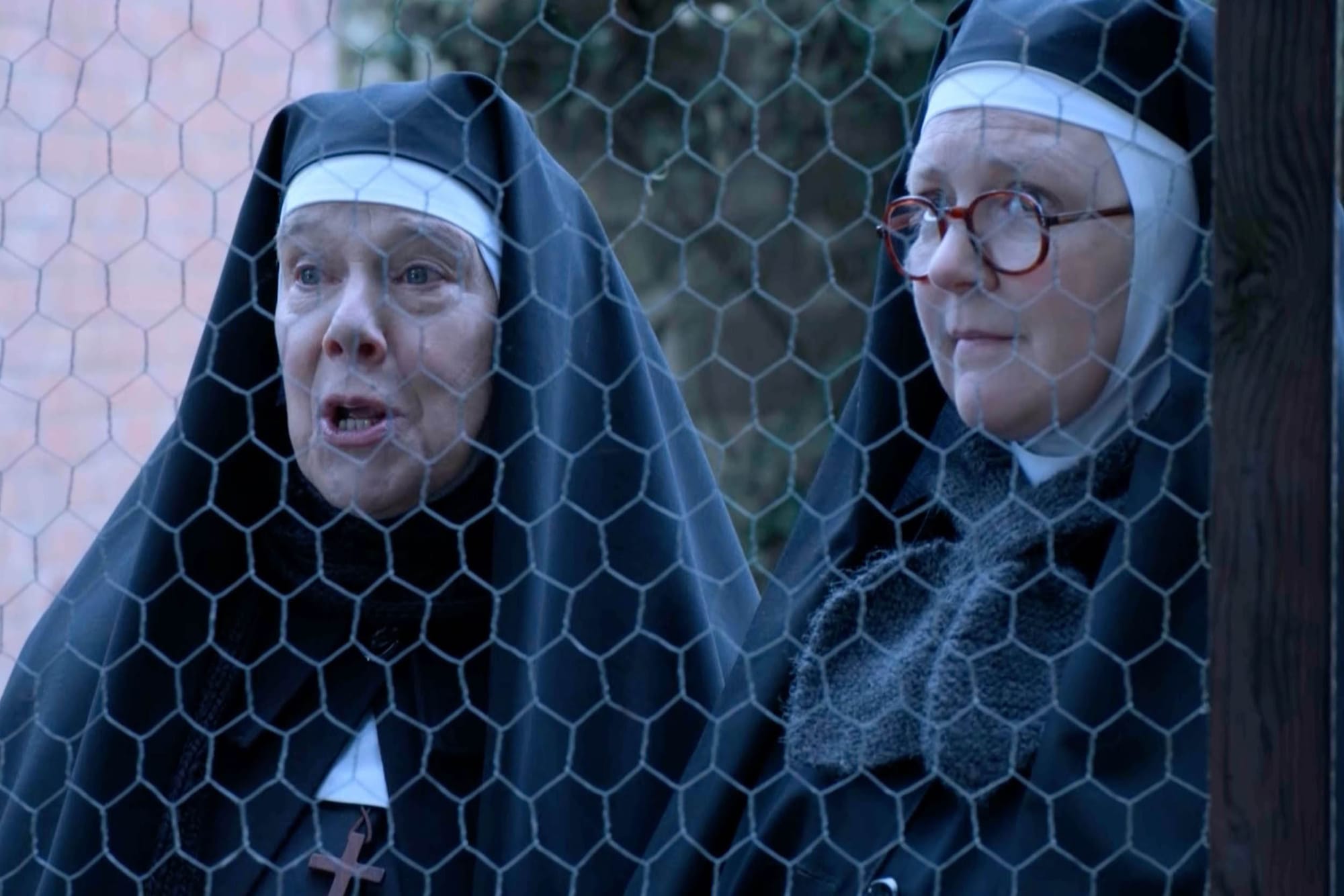 Carolyn Pickles as Reverend Mother Adrian and Lorna Watson as Sister Boniface in 'Sister Boniface Mysteries Christmas Special 2024: Once Upon a Time'