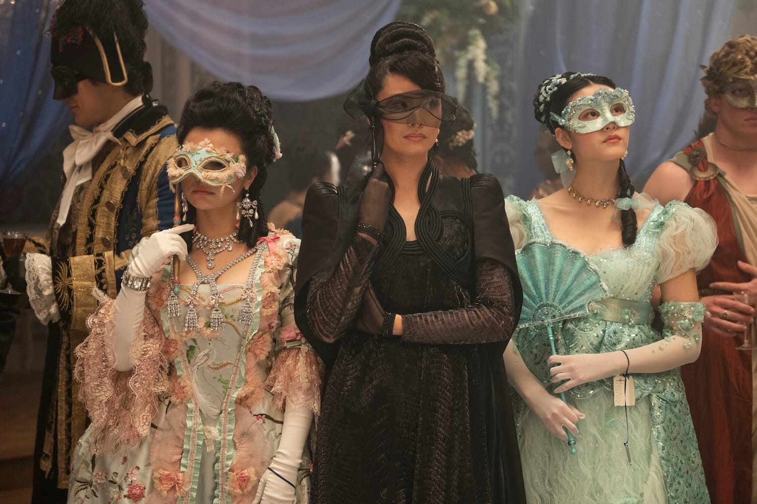 Michelle Maoi, Katie Leung, and Isabella Wei in "Bridgerton" Season 4
