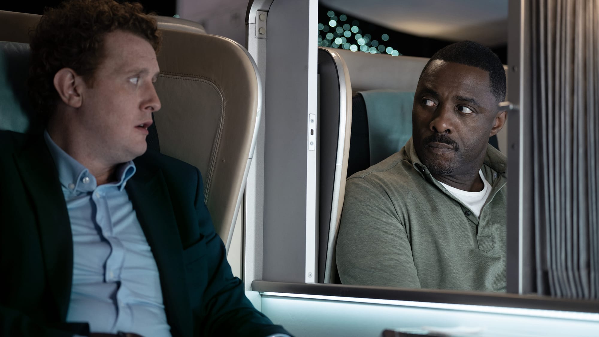 Harry Michell as Hugo and Idris Elba as Sam in 'Hijack' Season 1