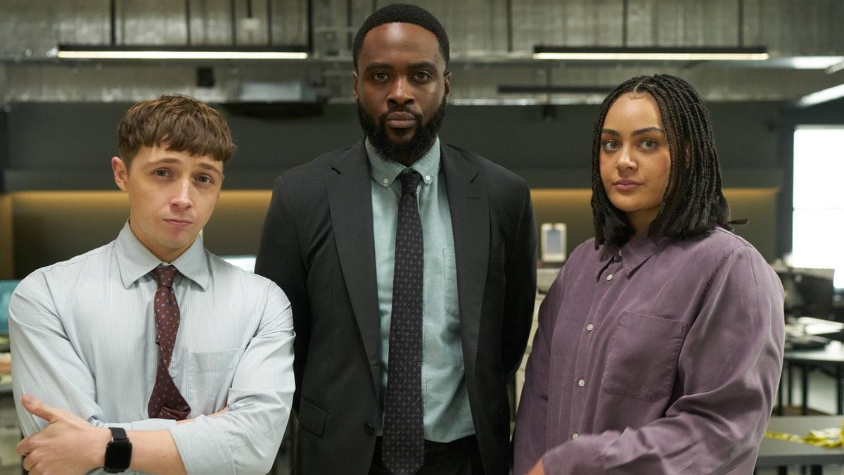 Izuka Hoyle as DS Alice Finch, Dipo Ola as DI Russell Carter, Gerran Howell as DC Simon Evans in 'Ludwig' Season 1 