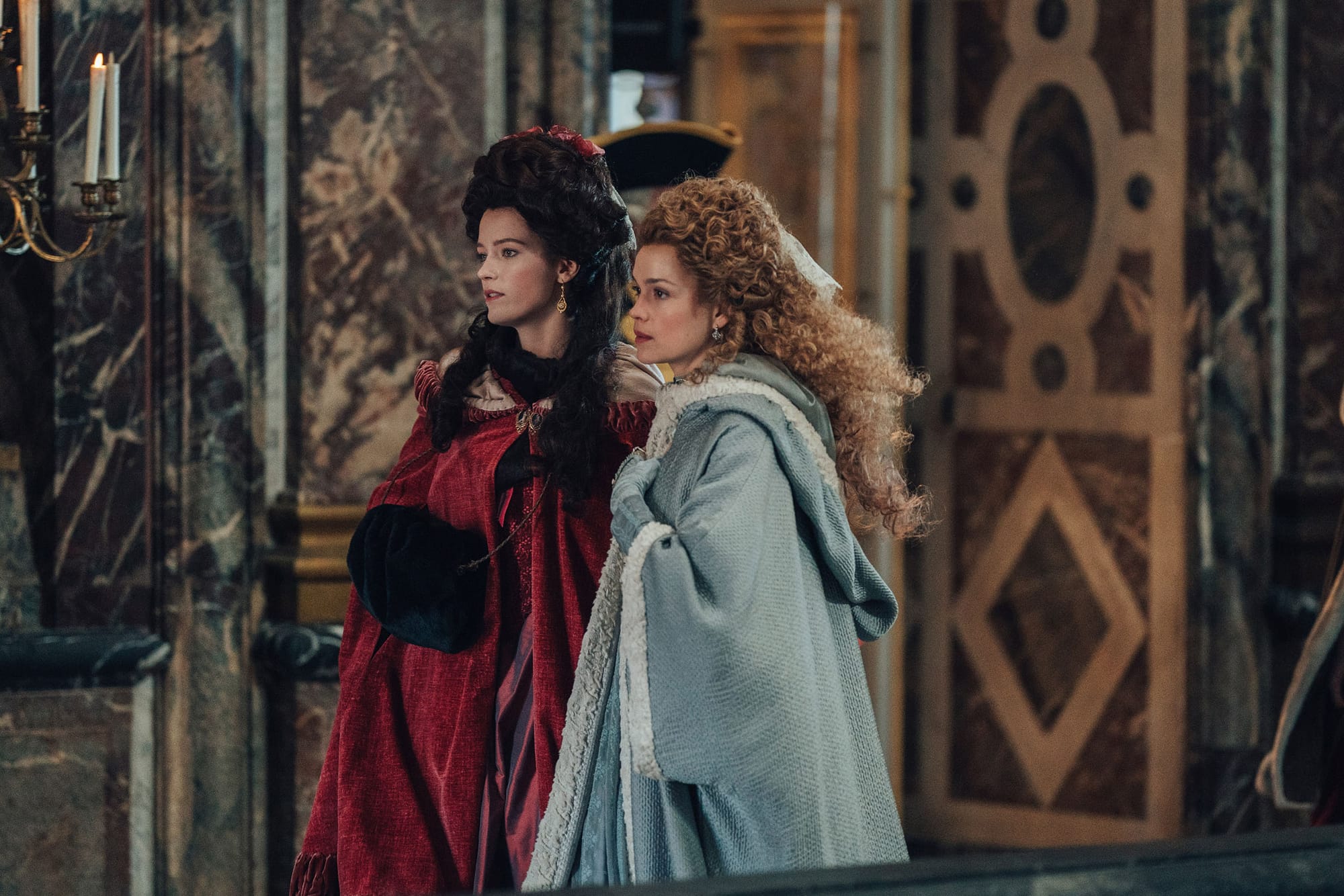 Emilia Schüle as Marie Antoinette, Liah O’Prey as Yolande in 'Marie Antoinette' Season 2