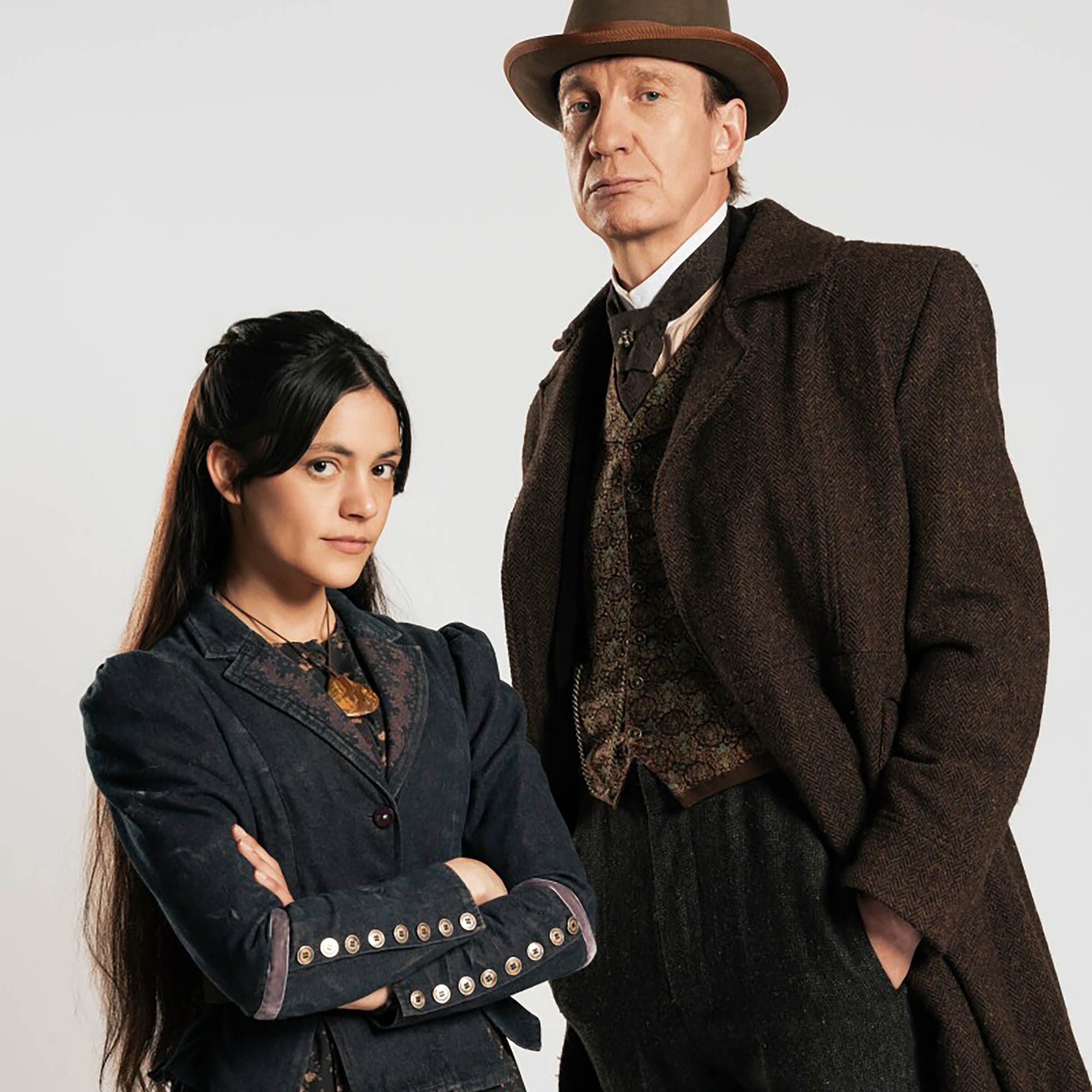 Blu Hunt as Amelia Rojas and David Thewlis as Sherlock Holmes in 'Sherlock &amp; Daughter'