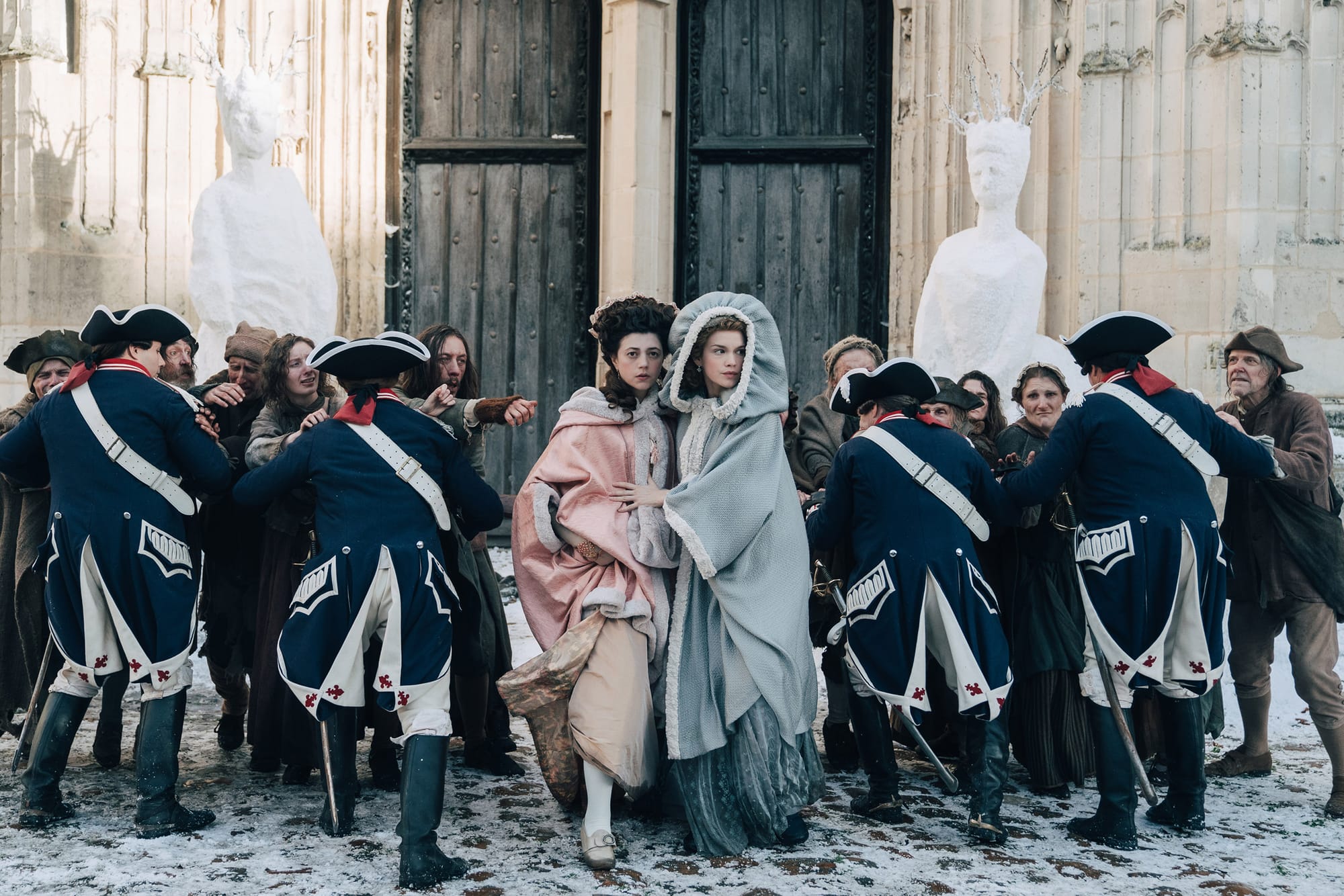 Emilia Schüle as Marie Antoinette and Jasmine Blackborow as Princesse de Lamballe in 'Marie Antoinette' Season 2&nbsp;