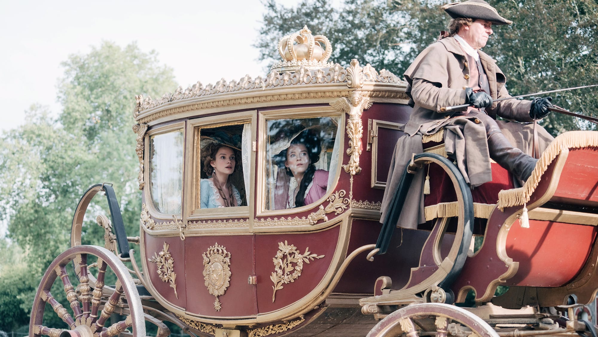 Emilia Schüle as Marie Antoinette and Liah O'Prey as Yolande in 'Marie Antoinette' Season 2&nbsp;