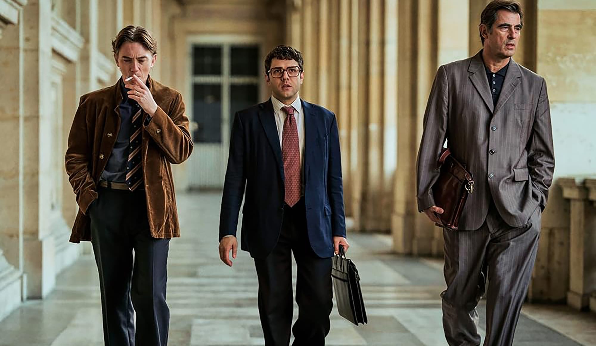 Xavier Dolan as Jean-Louis Subilon, Claes Bang as Otto von Spreckelsen and Swann Arlaud as Paul Andreu in 'The Great Arch'