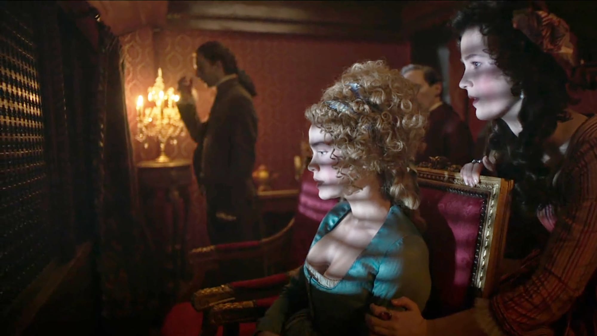 Louis Cunningham as Louis XVI, Emilia Schüle as Marie Antoinette, and Liah O'Prey as Yolande in 'Marie Antoinette' Season 2 