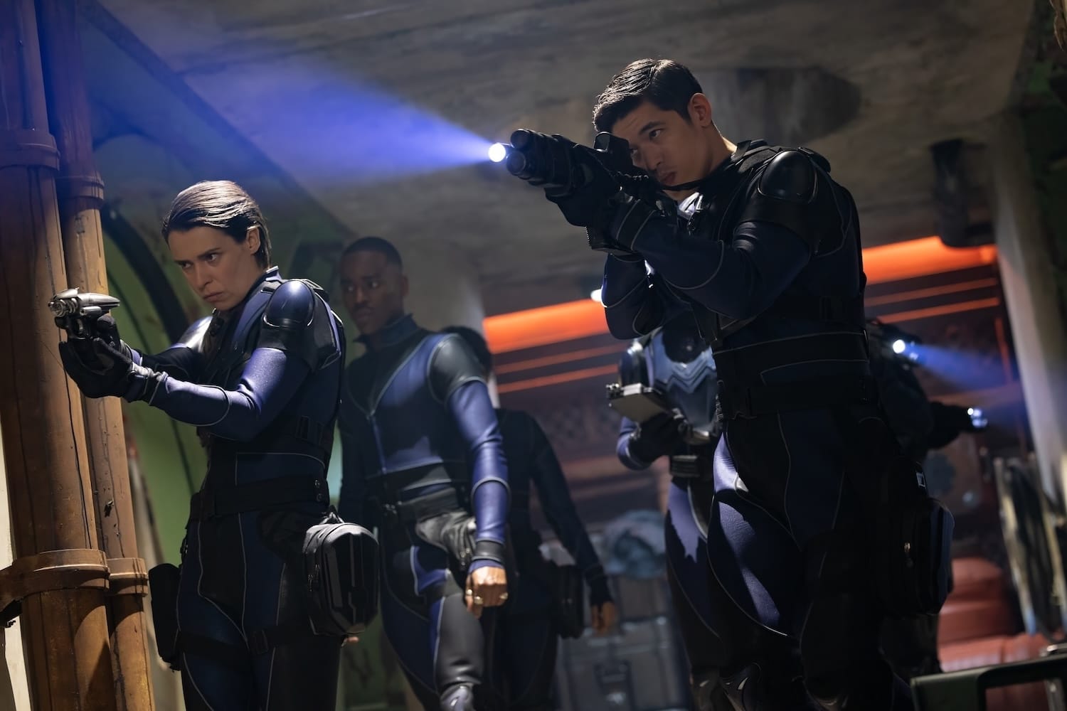 Caoilfhionn Dunne, Christopher Chung, and Ncuti Gatwa in "Doctor Who"